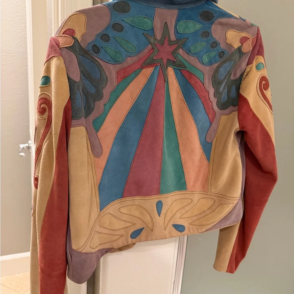 Free People Multicolor  Patchwork Jacket - Teal, Coral, Burgundy, Tan - Picture 2 of 2